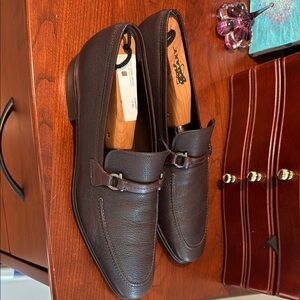 Salvatore Ferragamo Brown Leather Loafers with Horsebit Detail